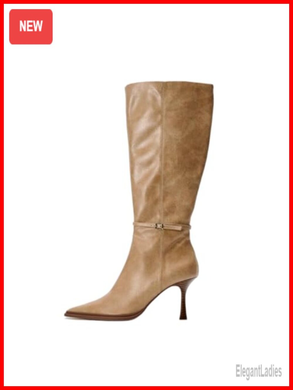Women's Knee-High Boots PU Leather Stiletto Heel Pointed Toe Zip Party